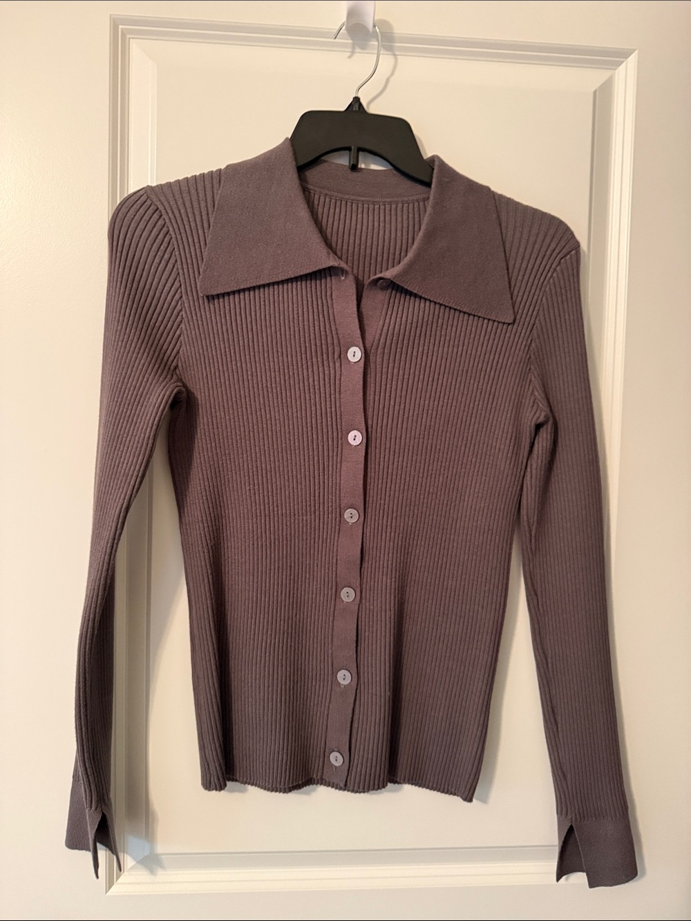Commense Mauve Ribbed Button-Down Shirt
